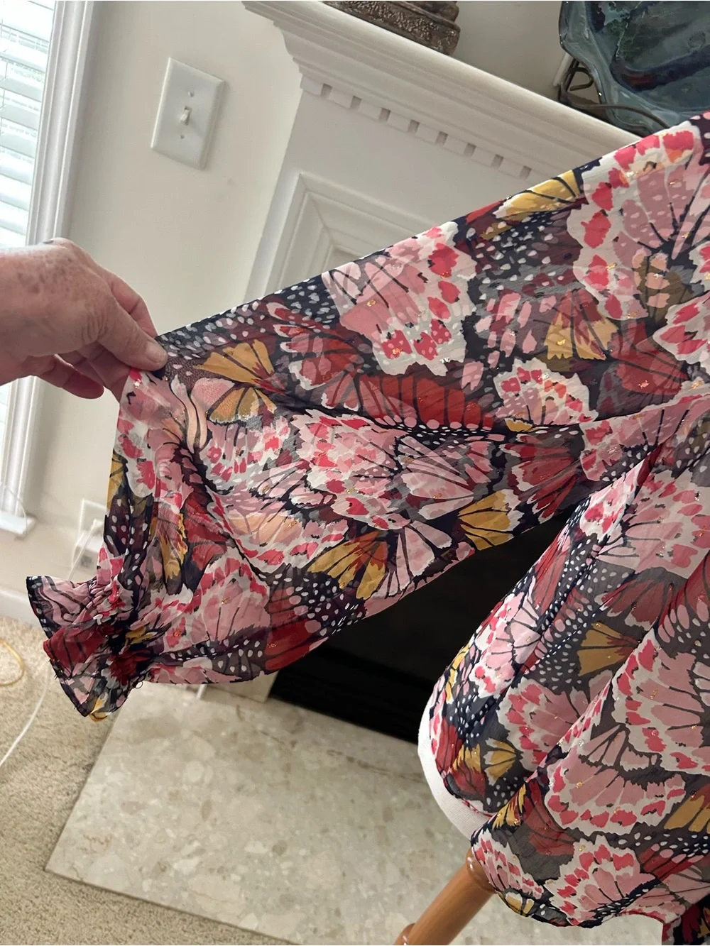 Boden Multi Floral Ruffle-Neck Blouse